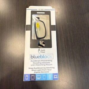 Blueblock +2.50 Reading Glasses Blue Light Blocking New in Box Black